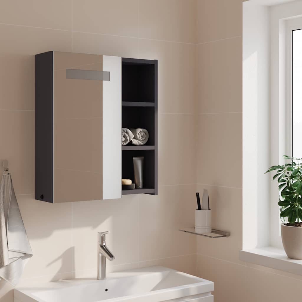LED Lighted Mirror Cabinet Gray 45 x 13 x 52 cm
