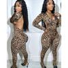 Ol6139 Amazon Cross-Border European and American Women's Casual Fashion Backless Leopard Print Jumpsuit Available In 2 Colors In Stock