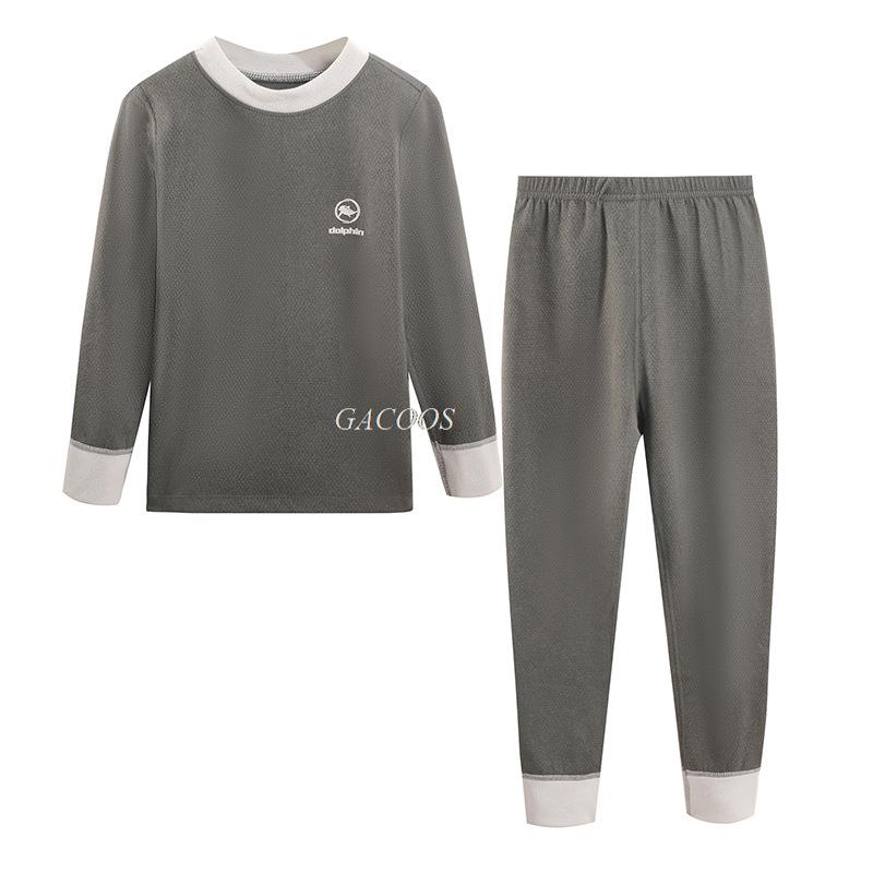 Autumn Winter Thermal Underwear Suit Girls Clothing Sets Boys Pajama Sets Baby No Trace Warm Sleepwear Solid Color Child Clothes