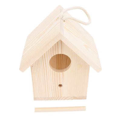 Outside Wooden Bird House with Transparent Acrylic Window Hanging Outdoor Wooden Birdhouse with Pole for Garden Patio