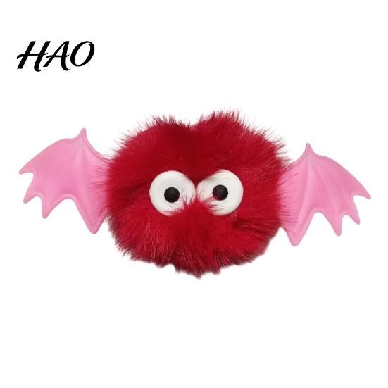 Romantic Gift for Women Halloween Bat Plush Keychain, Cute Devil Furry Pendant Party Decoration Bag Keys, Vintage Silver Alloy Key Ring, Spooky
