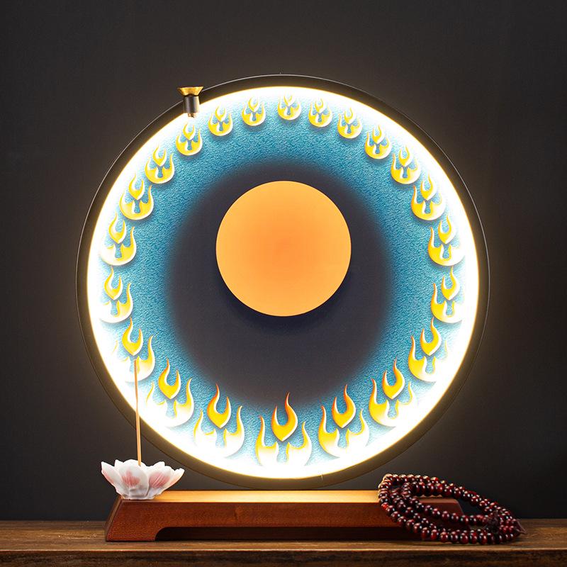 

Большое керамическое кольцо Дзен со статуей Будды Кшитигарбхи с посохом - Идеально для виллы, клубного дома, гостиной или декора на новоселье