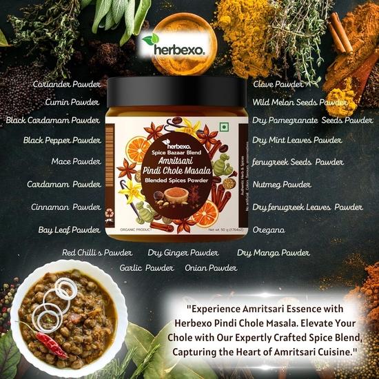 Herbexo Amritsari Pindi Chole Masala I Experience the Authentic Flavor of Pindi Chole I Premium Spice Blend, Crafted by Experts Since 1950