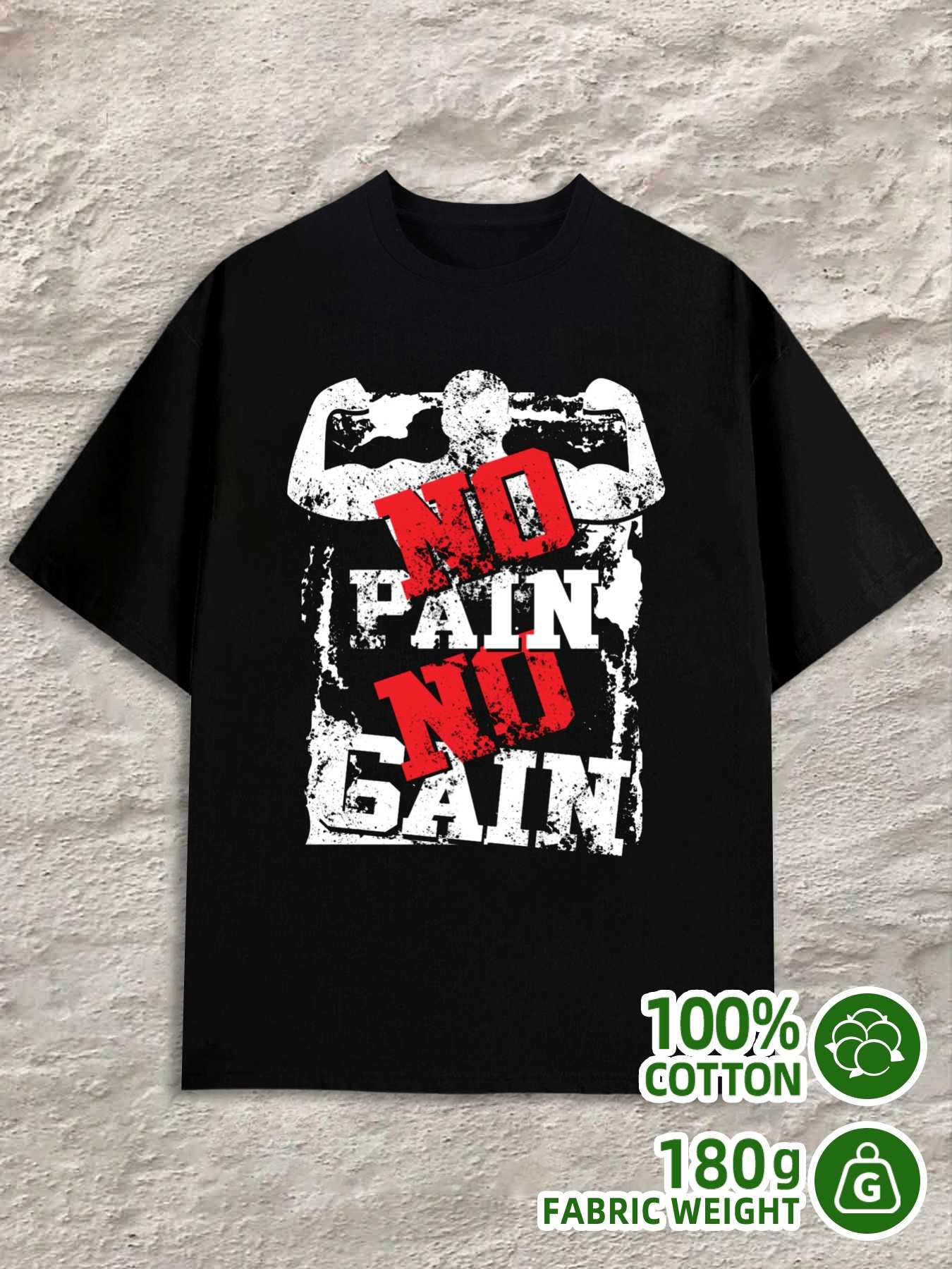 Men s T-Shirt Y2K No Pain No Gain Black XL