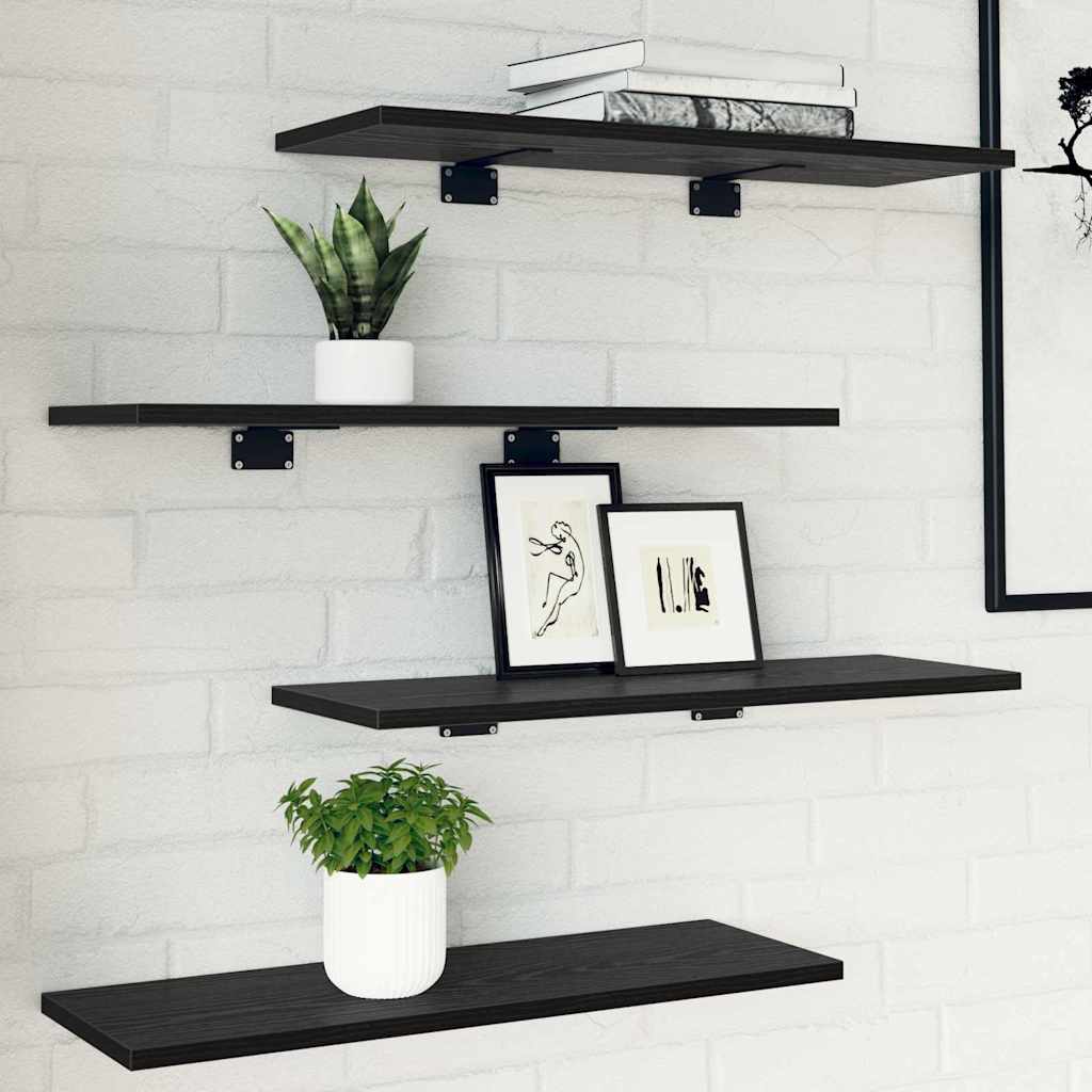 Shelf Board 4 pcs Black 60 x 20 x 1.5 cm Engineered Wood