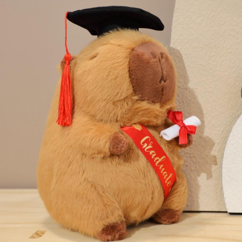 Mezuniyet Ayı Peluş Bebek Doktor Şapkası Kapibara Peluş Oyuncak Mezun Kapibara Peluşu Sevimli Dolgulu Hayvan Karikatür Mezuniyet Hediyesi