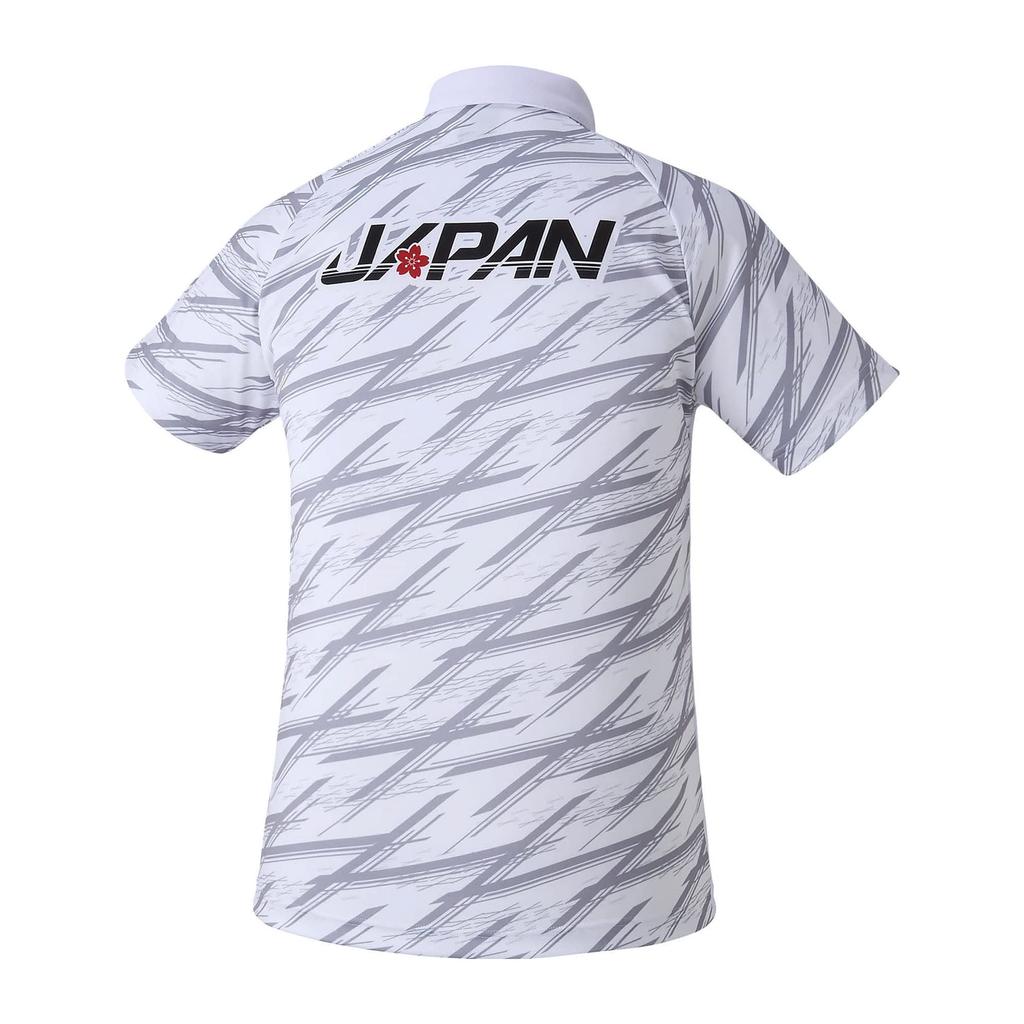 Mizuno Swimming Polo with Japan Size L Shirt, Unisex, Logo, N2JC2056, 70 White/Gray,
