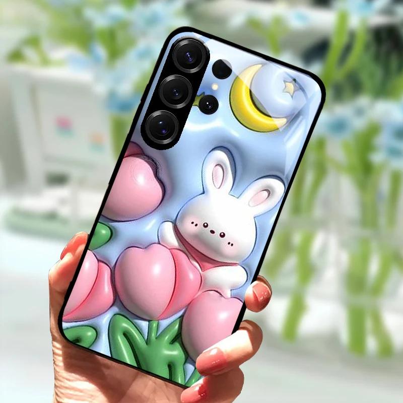 Für Samsung S23 FE Cartoon Glas Hülle S22+ / S23+ Harte PC Gehärtetes Glas Handyhülle Für Galaxy S 22 S 23 Ultra Stoßfeste Hüllen