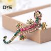 Retro Lizard Gecko Shape Brooch Shining Rhinestones Inlaid Pin Faux Silk Shawl Buckle Dress Badge Outfit Accessories