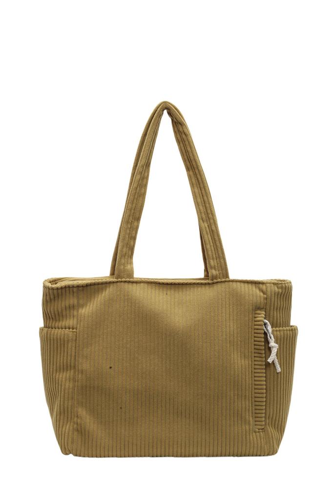 Simple Solid Color Large Capacity Women Corduroy Shoulder Tote Bag For Daily Use