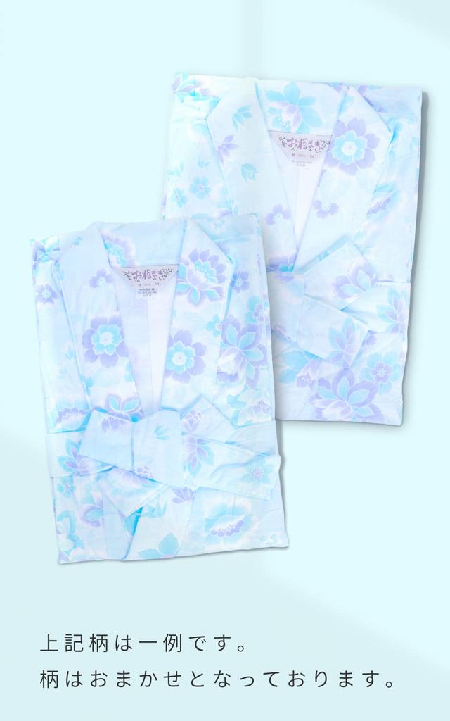 Aiai Gaze Fabricat în Include Potrivit pentru Yukata de damă în stil Ryokan, Culoare, Japonia, 100% Bumbac, Gaze cu strat dublu, Obi, (L, albastru)