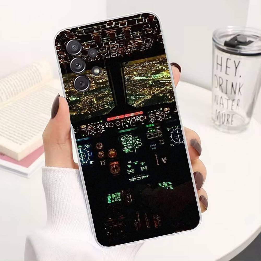 Airplane Instrument For Samsung A30,71,51,S9,10,20,Ultra,S22,23,21,PIus,FE,Lite,Transparent, Silicone Case