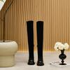 Autumn and winter velvet elastic boots women's side zipper platform casual shoes women's solid color knee boots women