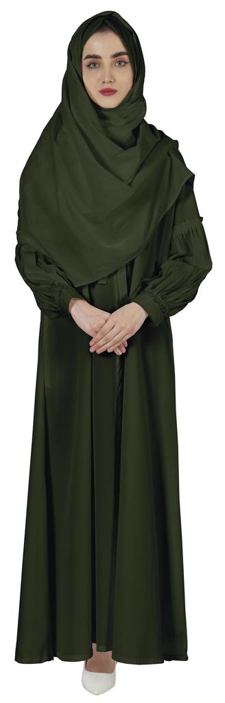 Bimba Women's  Abaya  Islamic Prayer Dress With  Hijab Scarf  Cuff On Sleeve  Muslim