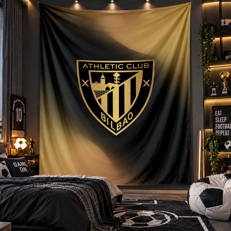 Wall Hanging Tapestry Athletic Bilbao Football Print Cloth for Living Room Bedroom Home Decor