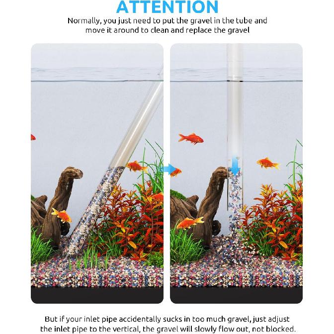 Aquarium Siphon Pump Gravel Cleaner, Fish Tank Vacuum Gravels Cleaning Kit, Manual Water Changer with Air Push Button, Aquariums Sand Clean Set, Hose