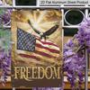 2D Flat 1pc Vintage Bald Eagle & American Flag Metal Sign - Patriotic "FREEDOM" Wall Decor with Stars & Stripes Design, Rustic Aluminium Wall Art for