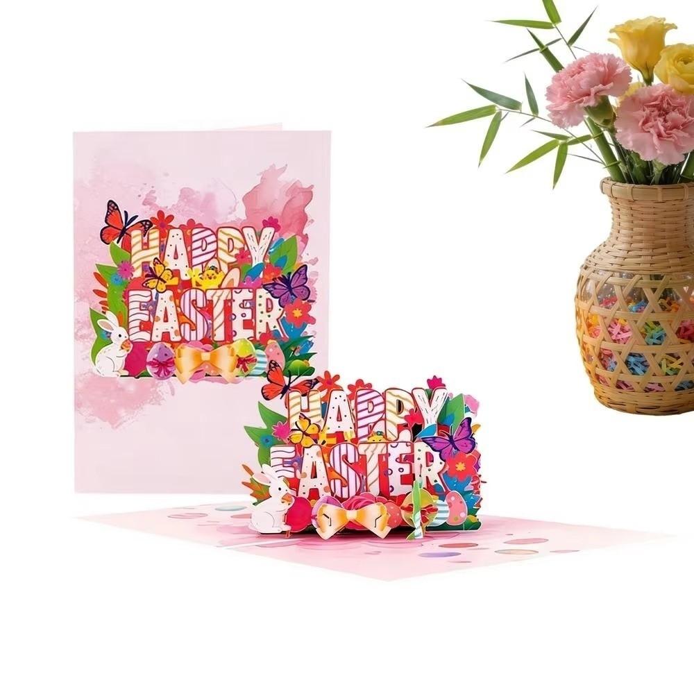 Folding Easter Greeting Cards Paper Arts Rabbit Egg Gifts Card Message Cards  All Occasions