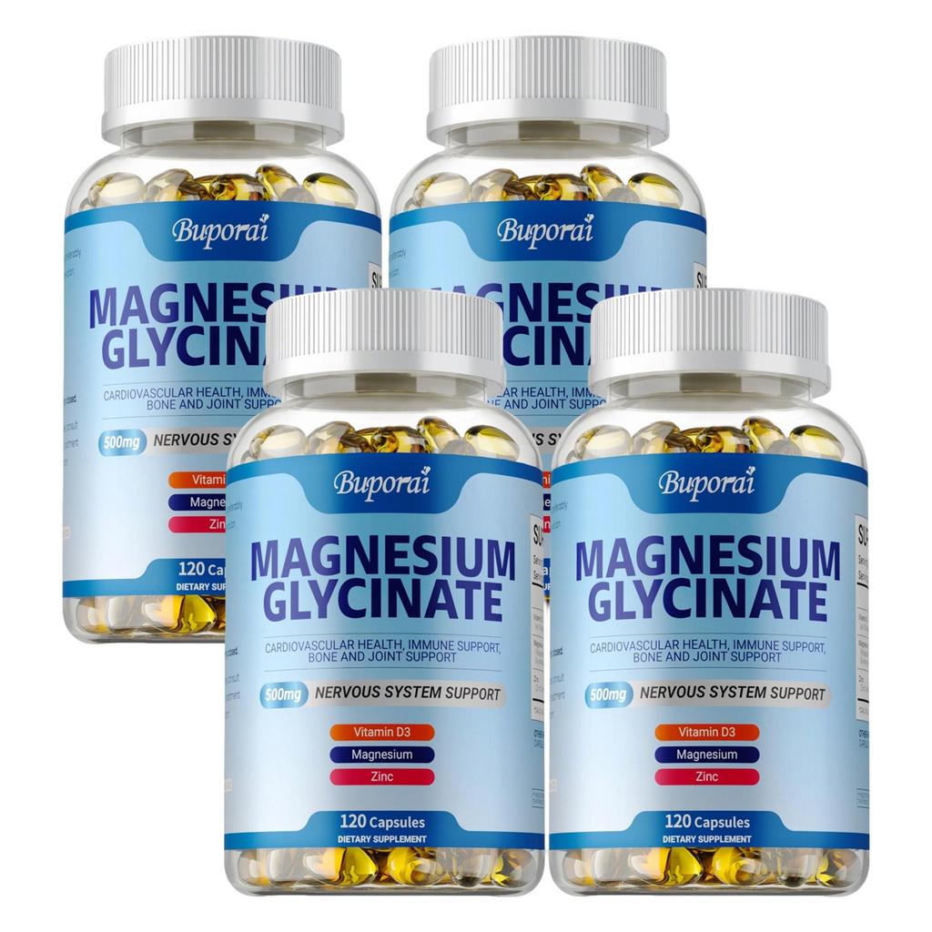 Hochreine Magnesiumglycin-Kapseln, 500 mg, Vitamin D3, Zinkkomplex-Formel, schützt die Knochen- und Gelenkgesundheit.