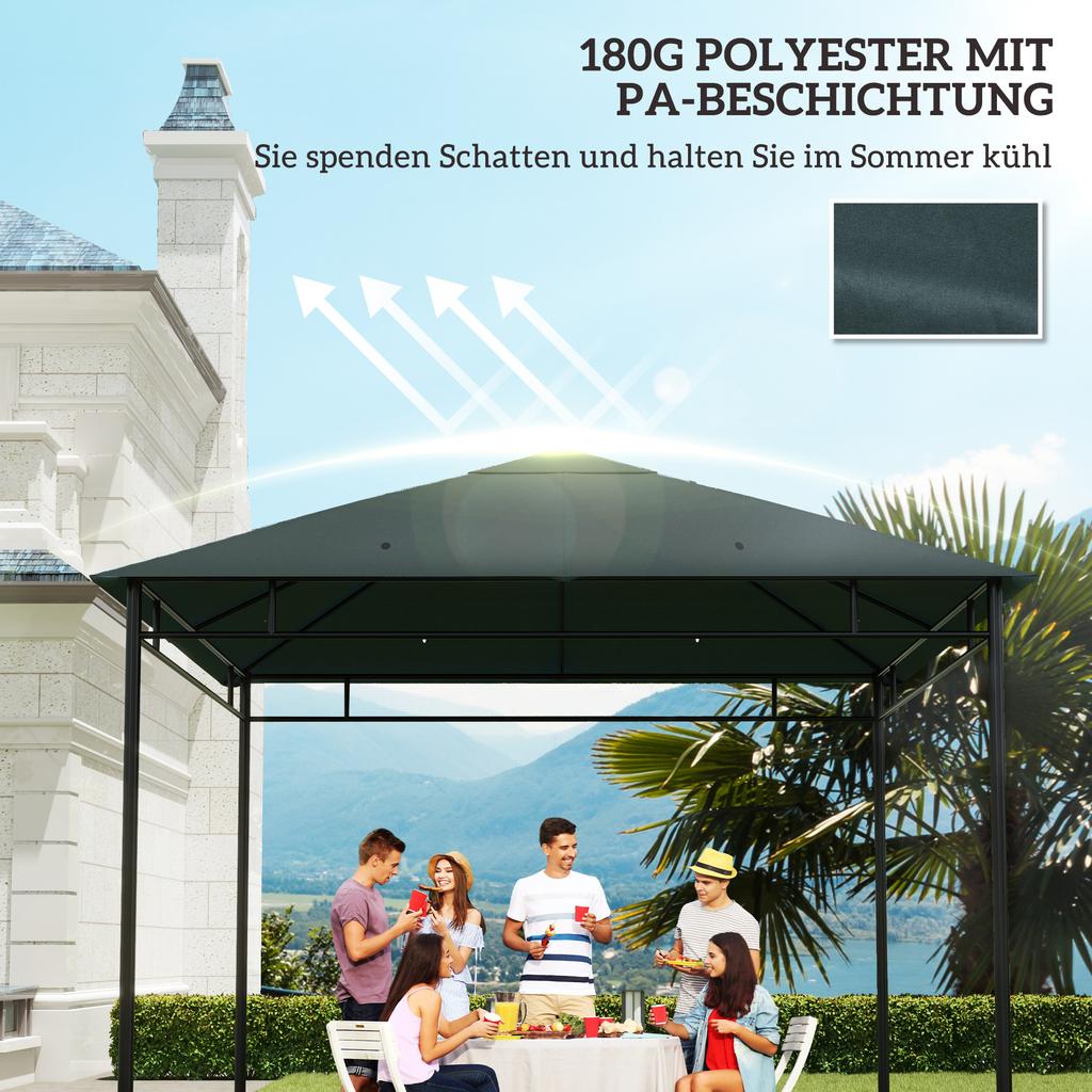 3 X 3 M Gazebo Canopy Replacement Cover, Garden Gazebo Roof Replacement, TOP COVER ONLY, Charcoal Green