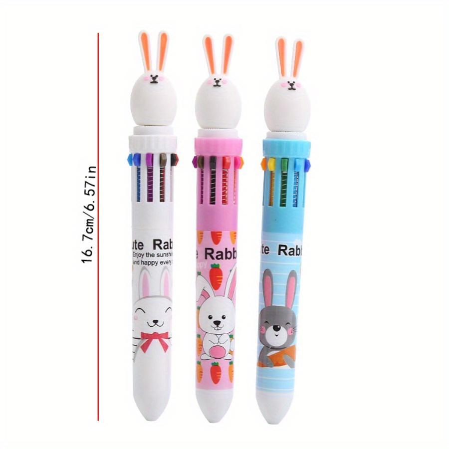 Easter School Season 10pcs 0.5mm Color Ballpoint Pen Creative Ten-color Ballpoint Pen Cute Stationery Rabbit Multi-color Pen Hand Account Pen