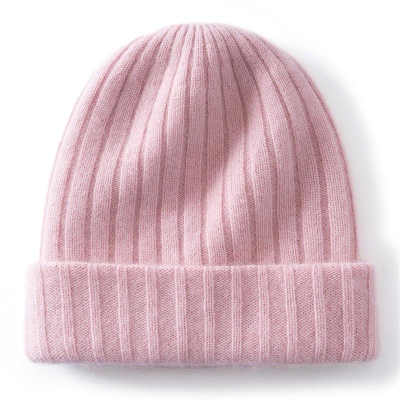 Cashmere hat women's autumn and winter versatile double-layer thickened warm knitted wool ear protection hat men's pit strip first-line hat winter
