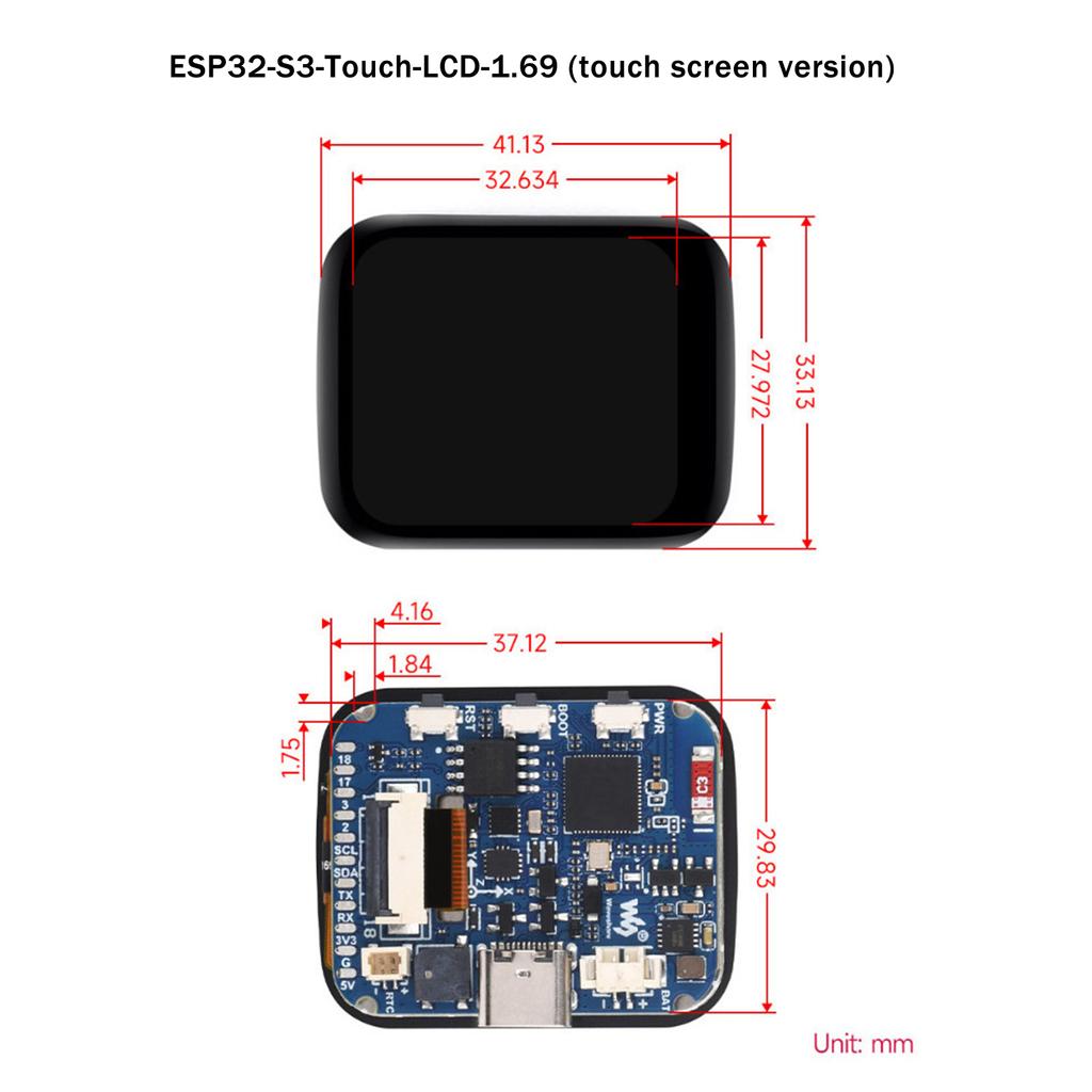 Esp32 Development Board 1.69-Inch 262K Ips Touch Lcd Display Tft Lcd Screen Module 240X280 Wifi Bluetooth Smart Display