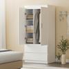 Bedroom Wardrobe with 2 Doors, 2 Drawers, 3 Compartments, Wood, White