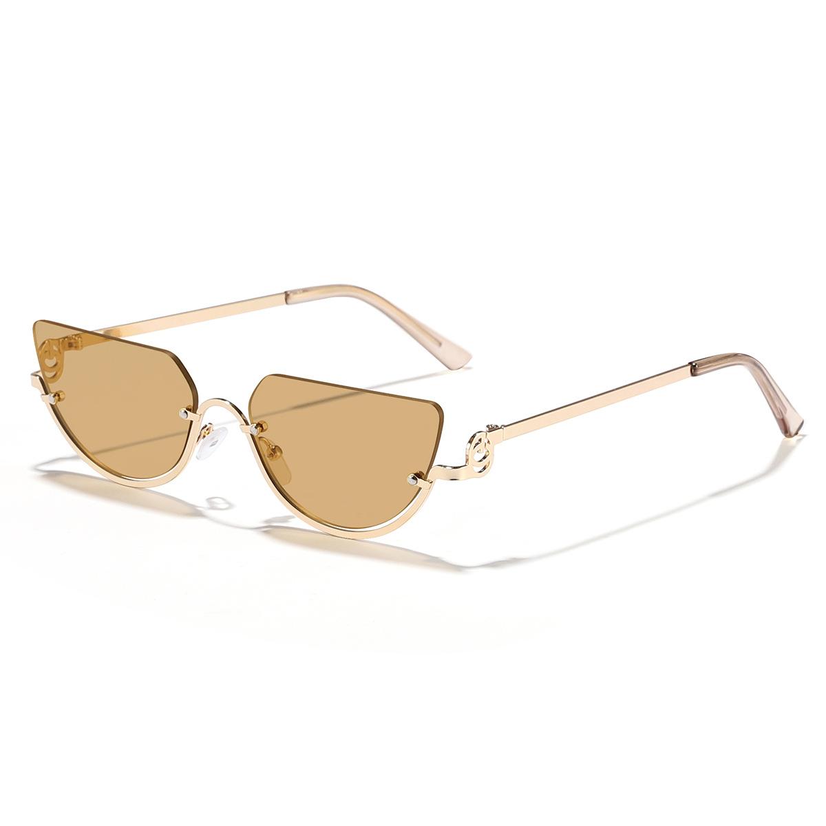 

Luxury Brand Designer Triangle Cat Eye Sunglasses Women For Female Vintage Popular Sun Glasses Steampunk Half Frame Metal Shades