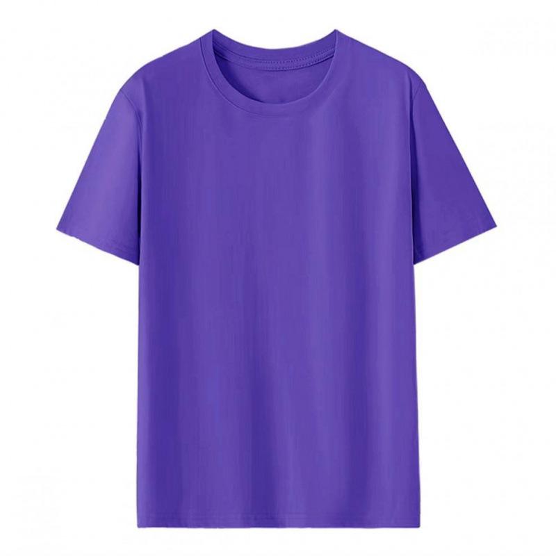 Custom Logo Summer Cotton T-shirt, Loose Round Neck, Short Sleeve, Class Uniform, 190g Ribbed Collar