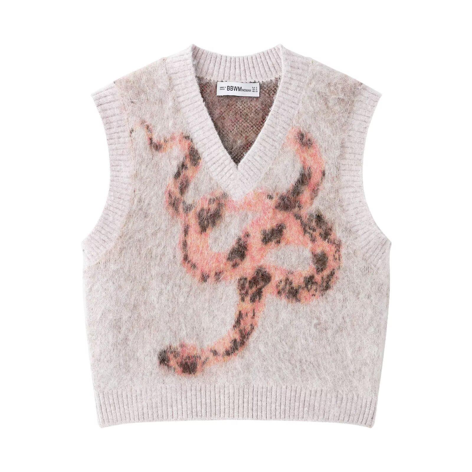 

2025 Spring V-Neck Sleeveless Brushed Knit Vest: Euro-American Street Fashion S