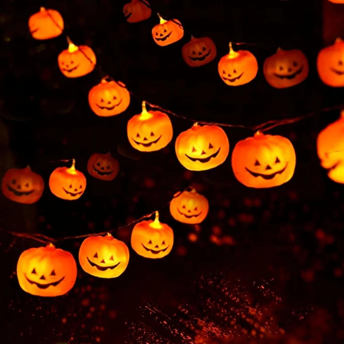 

Halloween LED String Lights Ghost Pumpkin Spider Web Battery Powered Waterproof Decorative Lights for Party Home Haunted House 1.5m 10LEDs тыква