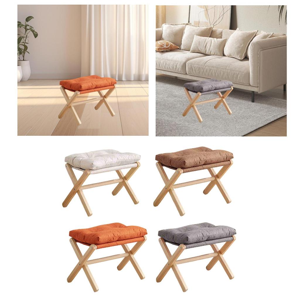 Small Footstool Leisure Stool Shoe Changing Stool Wooden Legs Foot Rest Kids
