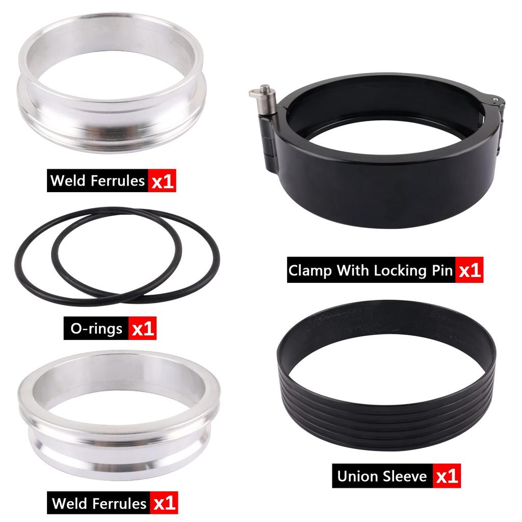 BAGARAATAN Aluminum Quick Release 5 for Intake Intercooler Pipe Throttle Union Sleeve V-Band Clamp, Inch/127mm, Clamps, (Black)