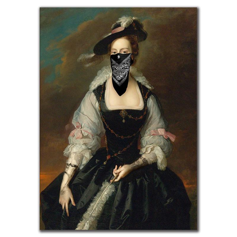 

Винтажный женский портрет в стиле Бэнкси, холст, картины, старинные викторианские постеры, принт, настенное искусство для гостиной, Настенный декор, Куадрос 21x30cm No Frame