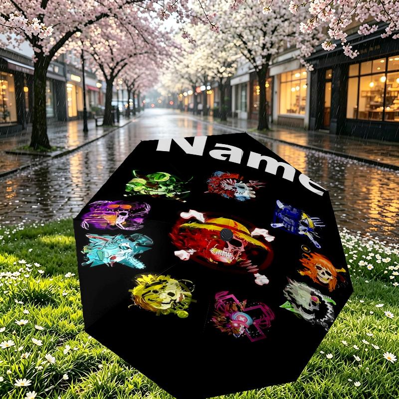 Custom Name Personalized One Piece Print Umbrella, Auto Open Close, 8‑Rib Sturdy Frame, Commute Camping Hiking Use, Birthday Gift