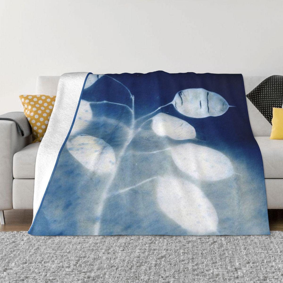 

Honesty - Cyanotype Print Of Honesty Plant Custom Travel An Ultra-Soft Micro Fleece Blanket 30x40in
