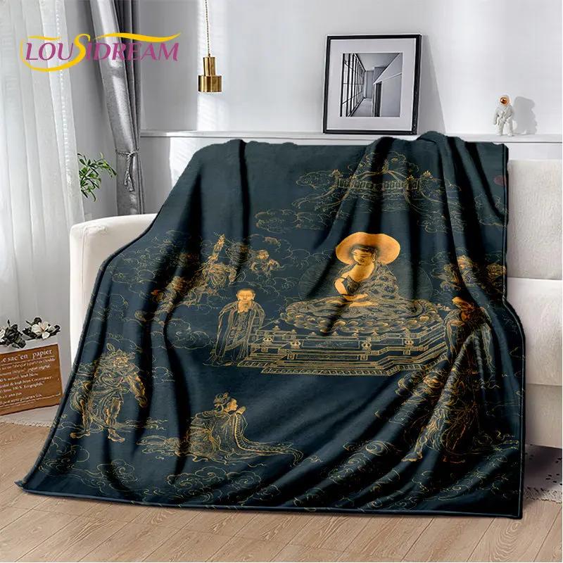 Sakyamuni Buddha Buddhism Tro Religion Mjuk Plyschfilt, Flanellfilt Pläd för Vardagsrum Sovrum Säng Soffa Be