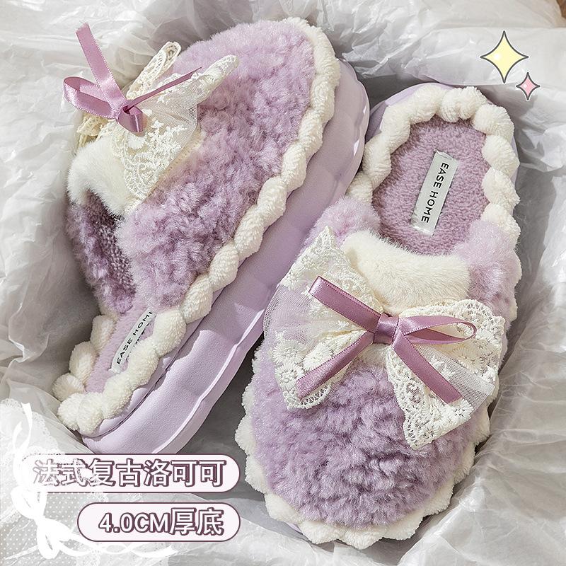 Cotton slippers women's winter new indoor home thick bottom non-slip warm plush slippers women
