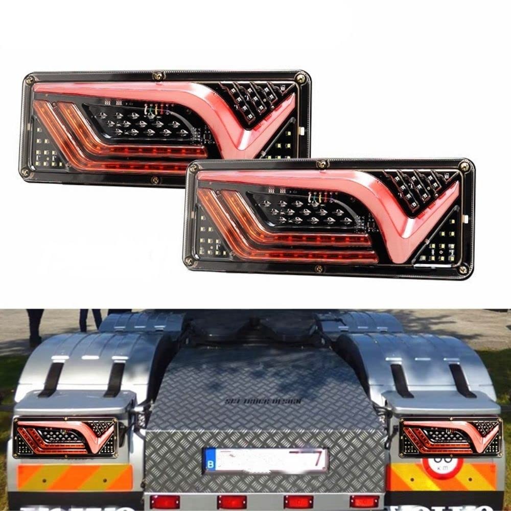 Truck Tail LED Sequential Flowing Turn Set of Universal Fit for Dump One+lifestyle Truck/Trailer/Light Lamps, Lights, 24V, Signals, 2, V-Shaped Tubes,