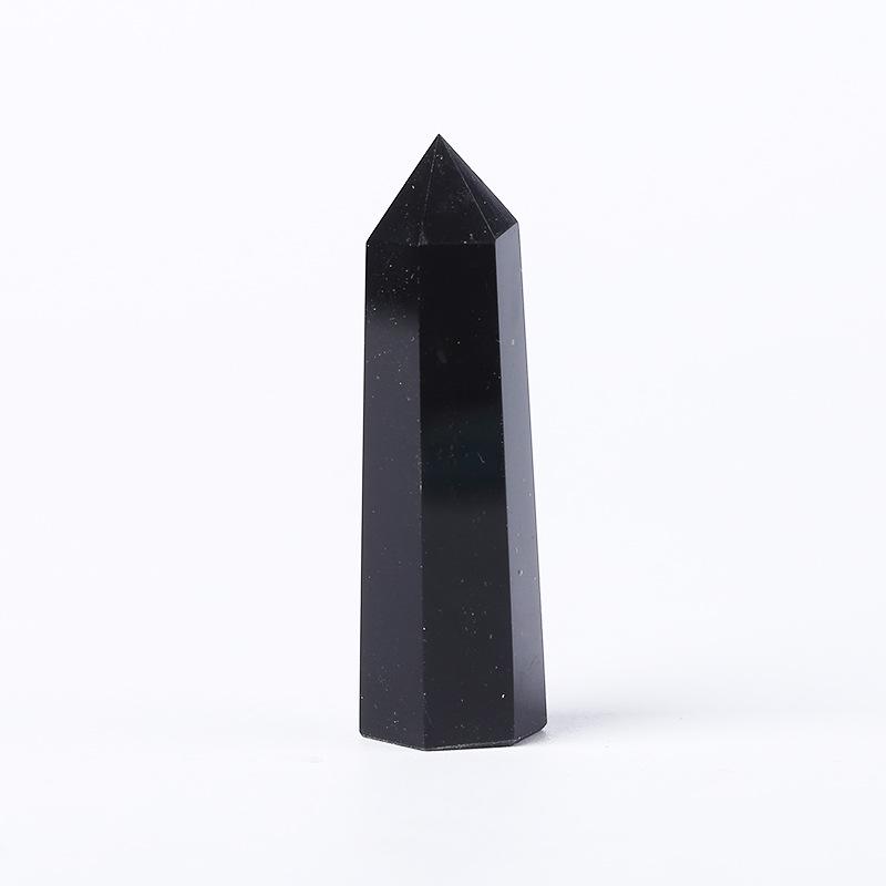 Hexagonal Crystal Column Ornament: Polished Semi-Precious Stone in Various Materials