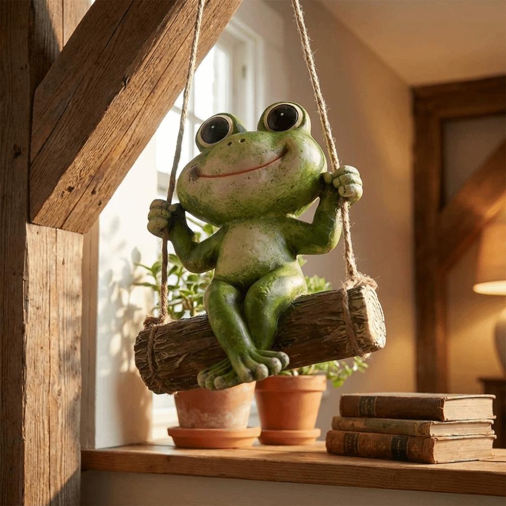 Garden Ornament Resin Hanging Frog Garden Statue Handmade Lifelike Garden Animal Statue Cute Animal Decoration Outdoor Garden
