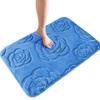 Machine Washable Rose Pattern Floor Mat Square Non-Slip Mat Coral Velvet Carpet  Bathroom