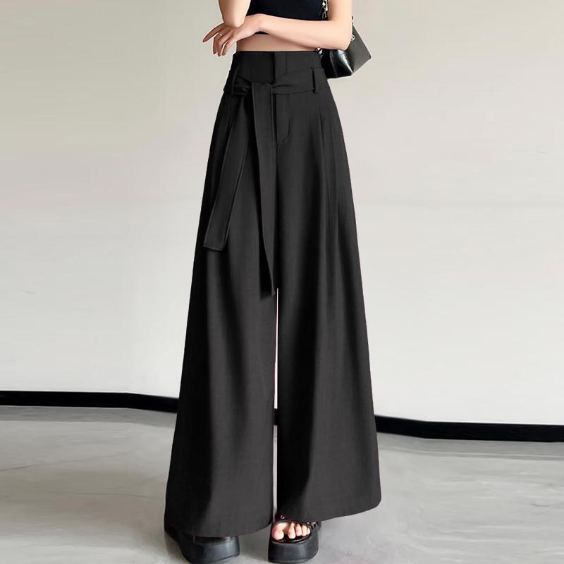 ZANZEA Womens Casual Elastic Waist Solid Color Loose Wide Leg Pants