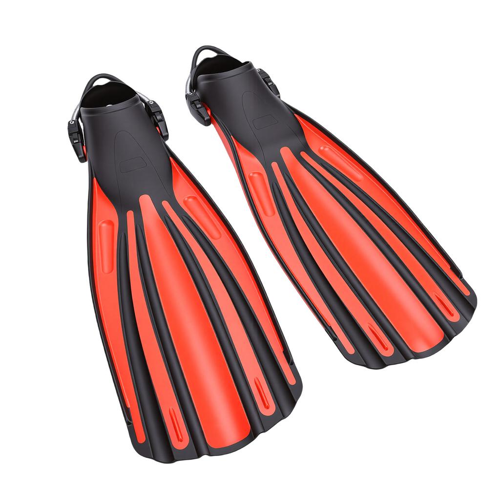 1 Pair Diving Fins TPR Adjustable Long Professional Diving Flippers for Scuba Diving Swimming Surfing Red S