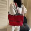 New Red Letter Casual Striped Large Capaci Tote Bag Women's 2026 New Fai Commuter Oulder Bag for Class Handheld Canvas Bag