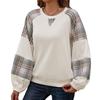 European & American 2026 Autumn/Winter Retro Plaid Patchwork Loose Long Sleeve Hoodie for Women