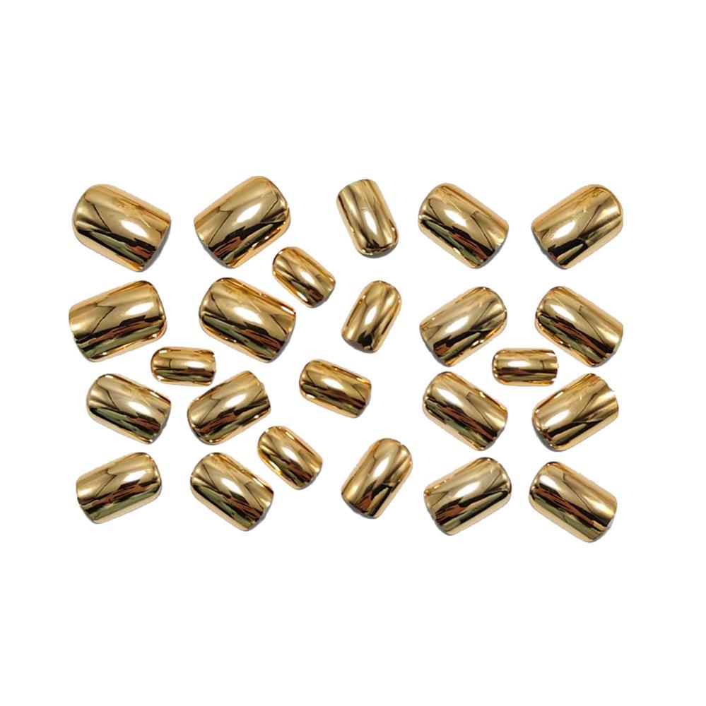 Chic European & American Ins-Style Gold-Plated Square Nail Art Stickers - 24 Removable Wearable Tips