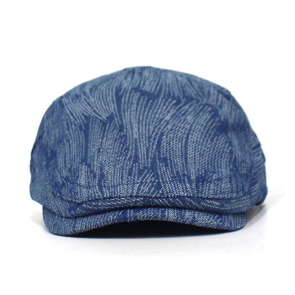 Fashion Cotton Jacquard Denim Beret British Vintage Versatile Forward-Facing Cap Striped Duckbill Cap Men's Trendy