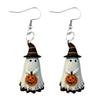 Ghost Pumpkin Earrings Cute Earrings, with Wizard Hat Decor, Antioxidant Metal Halloween Drop Lightweight Acrylic Pendant